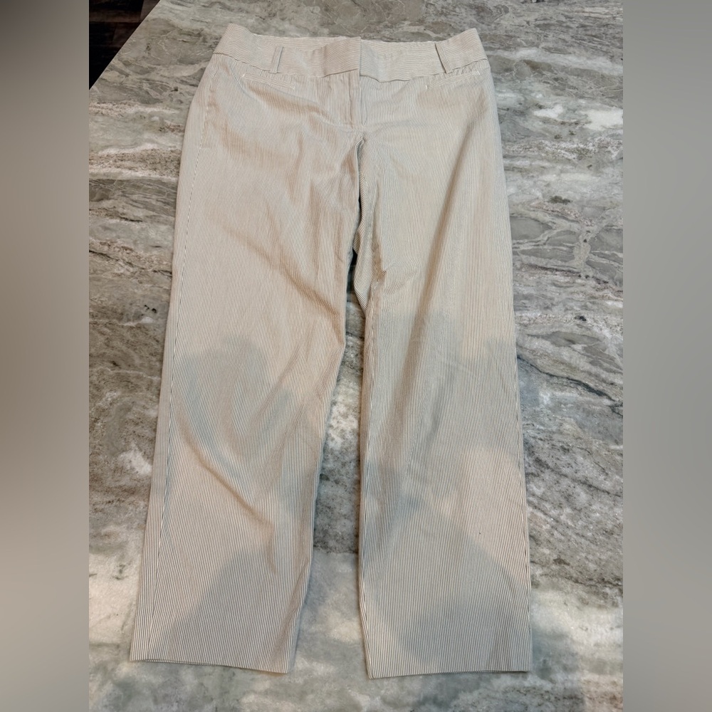 LOFT Marisa Cropped Pants Women’s Size 2 Beige Pinstripe